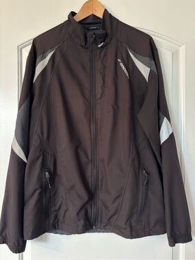 Brooks Men's Full Zip Running Jacket Black Grey Colorblock Windbreaker Large